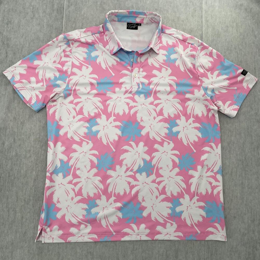 Sunday Swagger Shirt Adult Extra Large Pink Polo Short Sleeve Palm Tree Golf Men